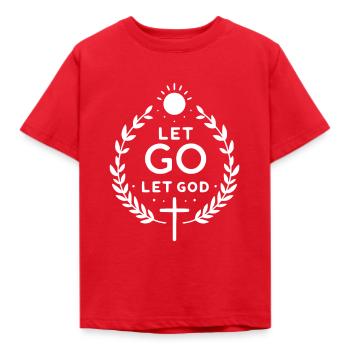 Lass los, lass Gott - Kinder T-Shirt - Rot - Vorne - AI Model Kid Male (0cm)