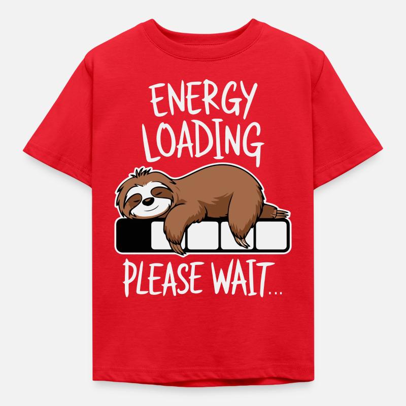 Energy Loading Please Wait Funny Sloth Kawaii - Kids' T-Shirt - red