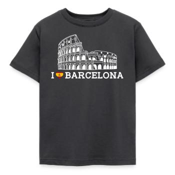 I love Barcelona Cool Spain Lover Heart Flag Wortspiel - Kinder T-Shirt - Dunkelgrau - Vorne - AI Model Kid Female (0cm)