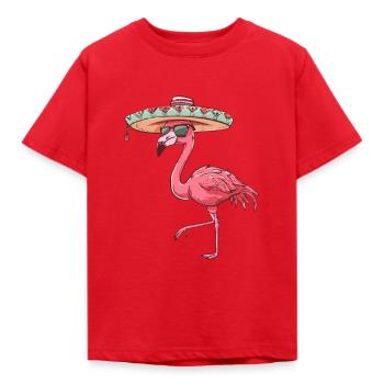 Flamingo Comic Lustig Sombrero - Kinder T-Shirt - Rot - Vorne - AI Model Kid Male (0cm)