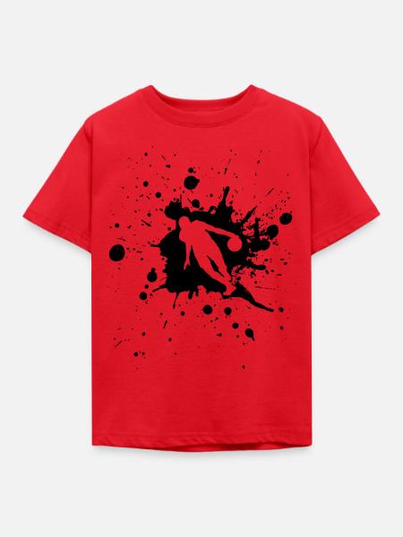 Basketball Dribble Man Schwarz - Kinder T-Shirt - Rot