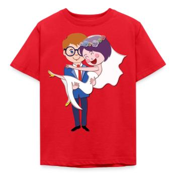 Bryllupspar ekteskap - T-skjorte for barn - rød - Foran - AI Model Kid Male (0cm)