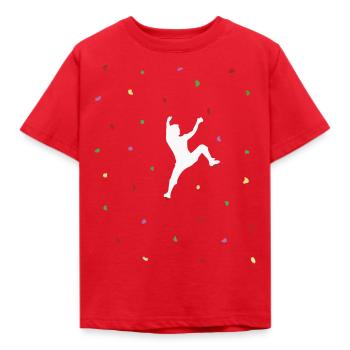 Bouldering climbing climbing - Kids' T-Shirt - red - Front - AI Model Kid Male (0cm)