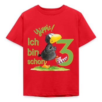 Der Kleine Rabe Socke Yippie Ich Bin Schon Drei - Kinder T-Shirt - Rot - Vorne - AI Model Kid Male (0cm)