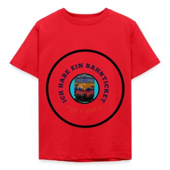 Ich habe ein Bahnticket für 9 Euro III - Kinder T-Shirt - Rot - Vorne - AI Model Kid Male (0cm)