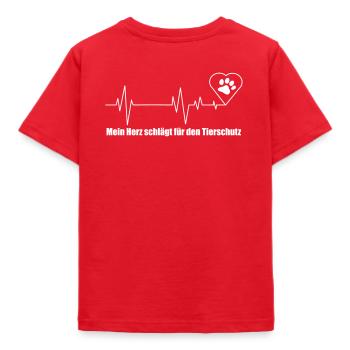 Herz für Tierschutz - Kinder T-Shirt - Rot - Hinten - AI Model Kid Male (0cm)