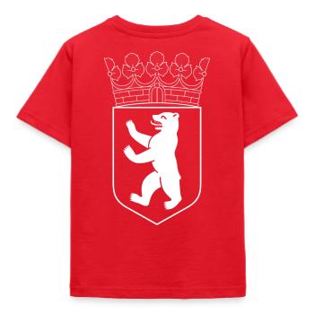 Berliner Bär Logo weiß Original - Kinder T-Shirt - Rot - Hinten - AI Model Kid Male (0cm)