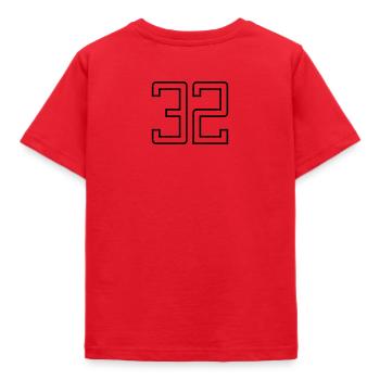 Number 32 (University Style) - Kids' T-Shirt - red - Back - AI Model Kid Male (0cm)