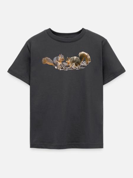 Eichhörnchen Paar mit Nuss Östliches Fuchshörnchen - Kinder T-Shirt - Dunkelgrau