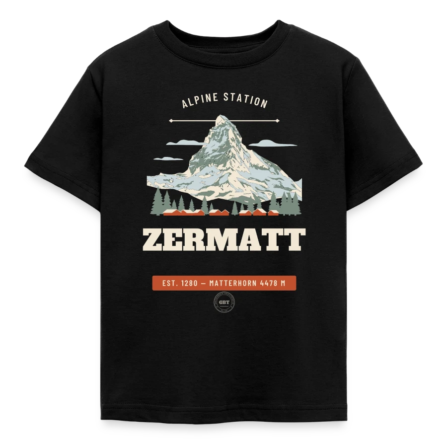 Zermatt badge on a kids' t-shirt, black
