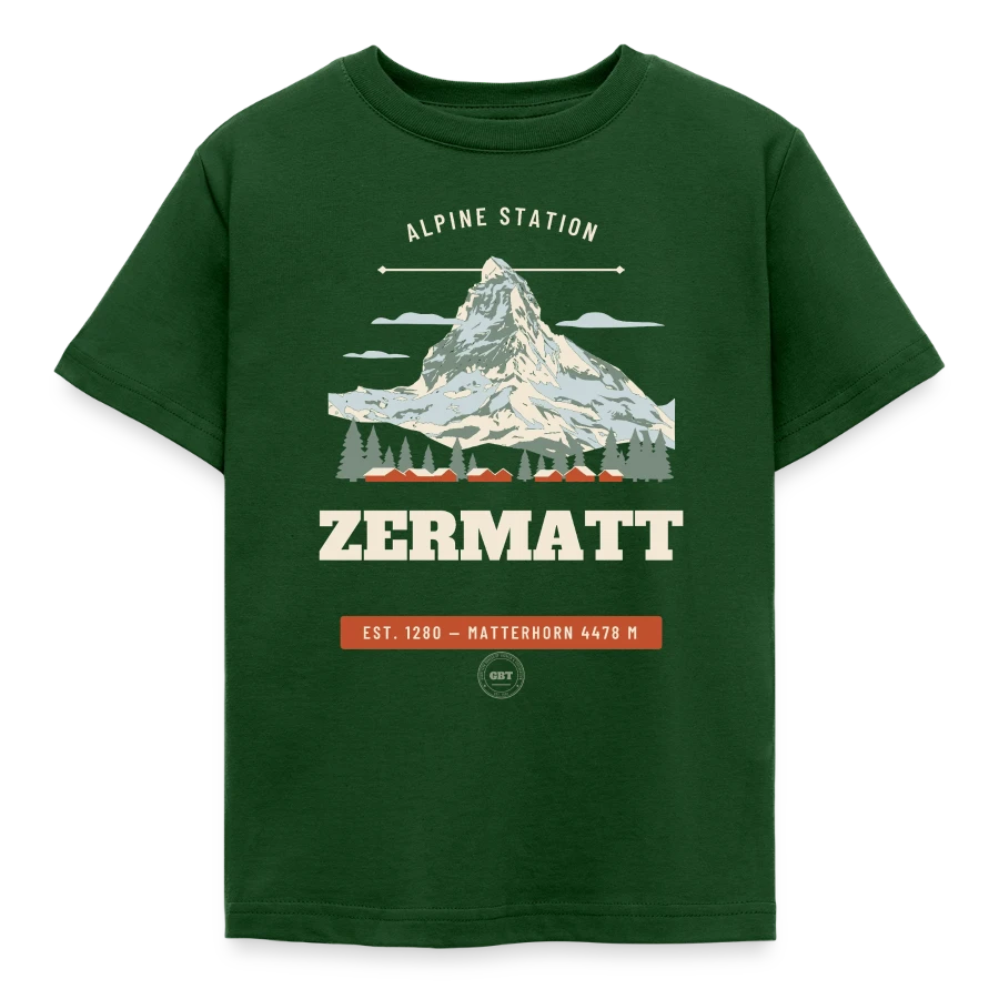 Zermatt badge on a kids' t-shirt, forest green
