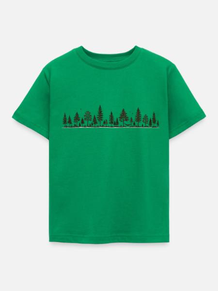 Waldsilhouette Baumlinie - Kinder T-Shirt - Kelly Green