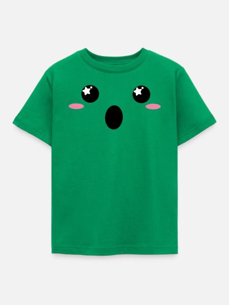 "Wow" Kawaiigesicht - Kinder T-Shirt - Kelly Green