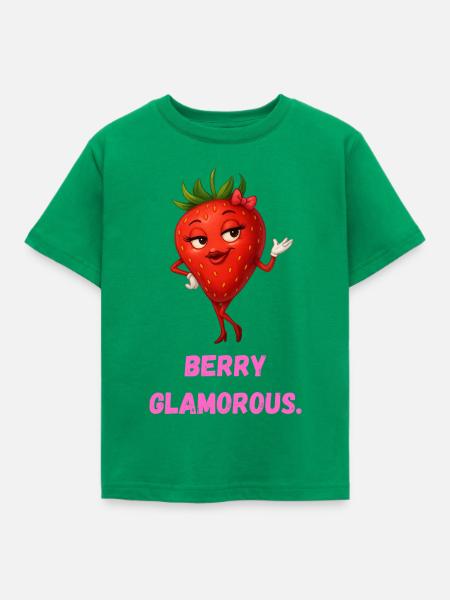 Berry Glamorous Erdbeere Dame Karikatur - Kinder T-Shirt - Kelly Green