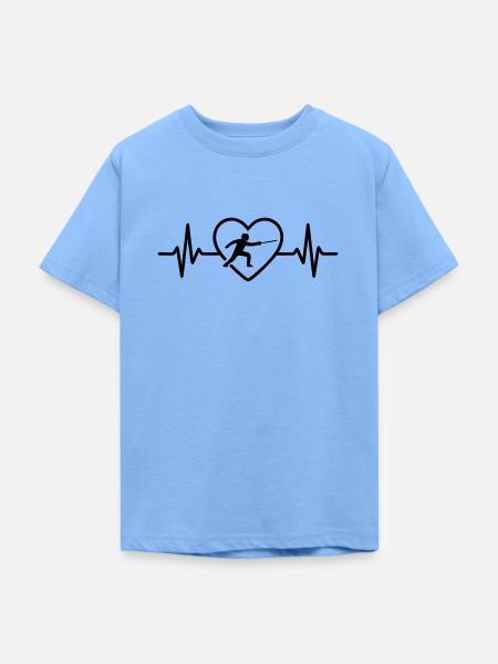 Fechten Herz - Teenager T-Shirt - Himmelblau