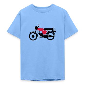 Fahrzeug - Simson S51 - Teenager T-Shirt - Himmelblau - Vorne - AI Model Teenager Male dark (155cm)