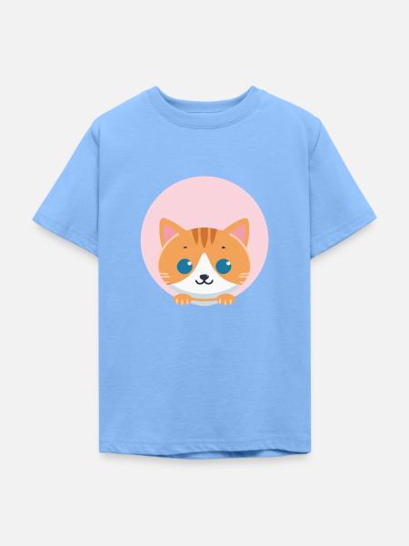 Orangene Katze - Teenager T-Shirt - Himmelblau