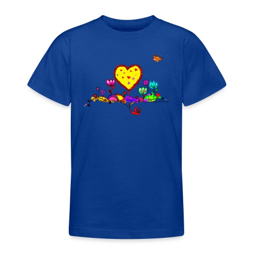 Blumengruß mit Herz - Teenager T-Shirt