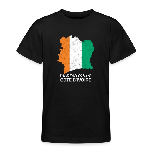Straight Outta Cote d Ivoire country map & flag - Teenage T-Shirt