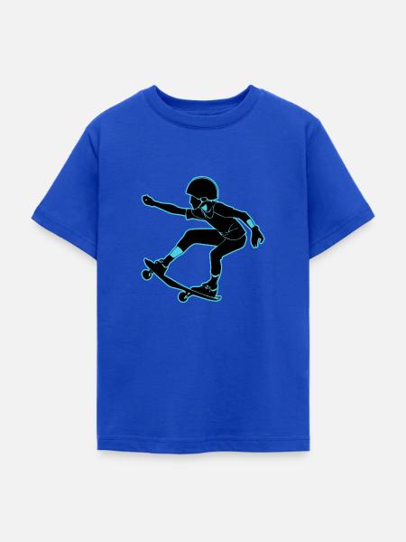 Skateboard Madchen Junge - Teenager T-Shirt - Royalblau