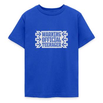 warning official teenager Zitat - Teenager T-Shirt - Royalblau - Vorne - AI Model Teenager Male light (155cm)