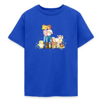 Bibi und Tina 'Hoftiere mit Hubert und Käthe' - Teenager T-Shirt - Royalblau - Vorne - AI Model Teenager Male light (155cm)