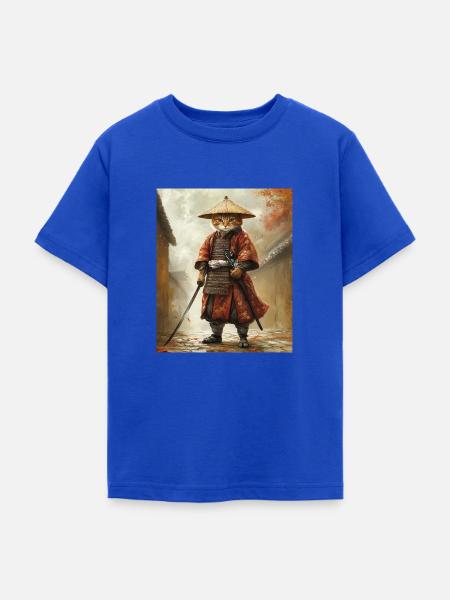 Katze Samurai - Teenager T-Shirt - Royalblau