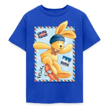 Felix der Hase Skater London New York - Teenager T-Shirt - Royalblau - Vorne - AI Model Teenager Male light (155cm)