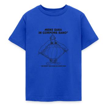 Obelix - A healthy in a healthy body. - Lineart - Teenage T-Shirt - royal blue - Front - AI Model Teenager Male light (155cm)