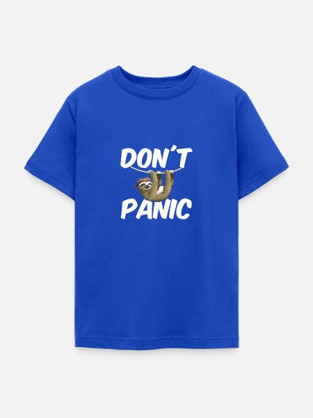 Faultier Don´t Panic - Teenager T-Shirt - Royalblau