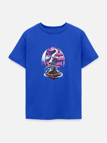 Fleur de cerisier dragon japonais - T-shirt Ado - bleu royal