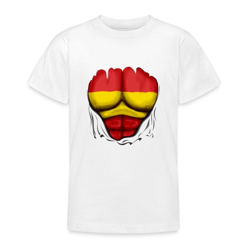 España Flag Ripped Muscles six pack chest t-shirt - Teenage T-Shirt
