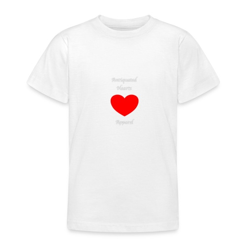Antiquated Hearts Gothic White Lettering - Teenage T-Shirt