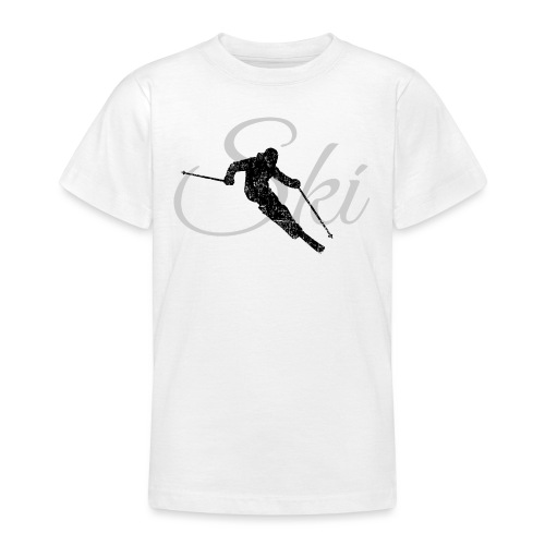 Ski (Vintage Schwarz/Grau) Skifahren, Skifahrer - Teenager T-Shirt