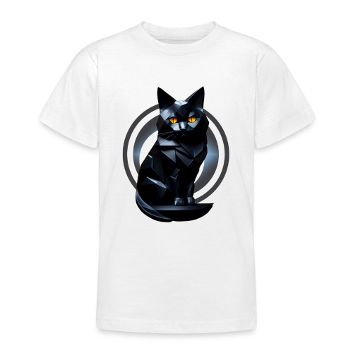 Chat noir de face origami - T-shirt Ado