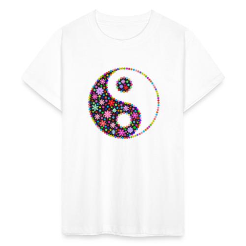 Yin und Yang transparent mit Blumen - Teenager T-Shirt