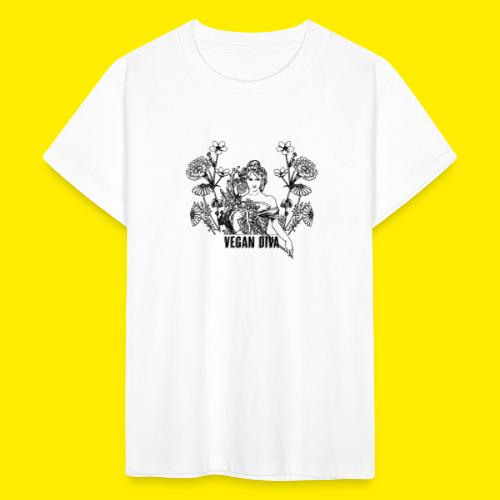 Vegan Diva - lady with flowers - Teenager T-shirt