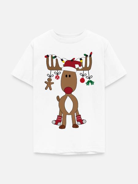 Lustige Weihnachten mit Elch - Teenager T-Shirt - Weiß