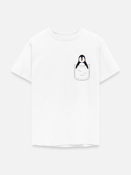 süßer Baby Pinguin Brusttasche - Teenager T-Shirt - Weiß