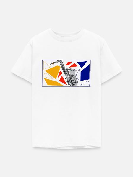 Silber Saxophon Pop Art - Teenager T-Shirt - Weiß