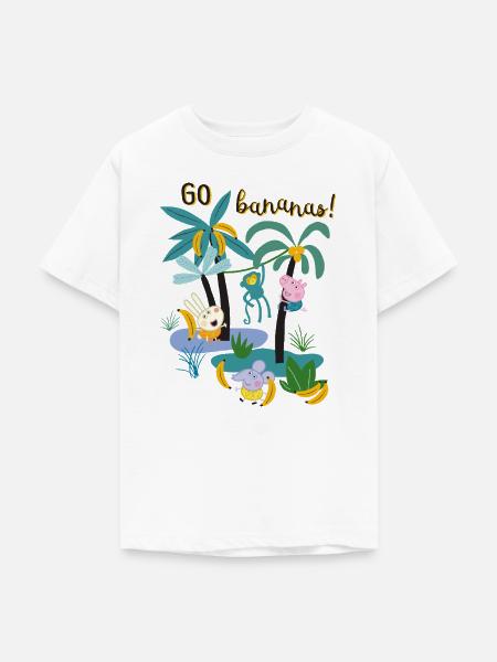 Peppa Pig Design Go Bananas - Teenager T-Shirt - Weiß