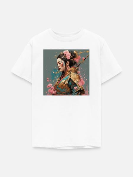 Samurailady mit Kirschblüten - Teenager T-Shirt - Weiß