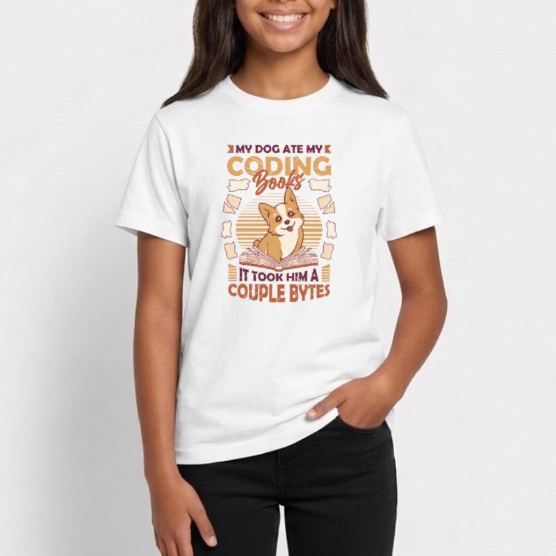 Dog Bytes Code Computer Joke Programmation T-shirt Ado