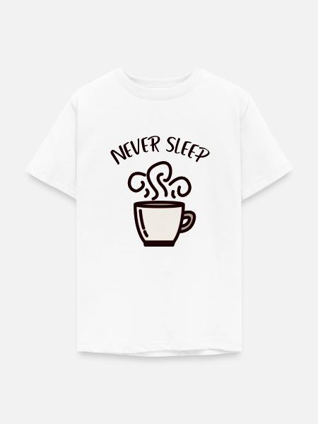 Never sleep Kaffee Koffein - Teenager T-Shirt - Weiß