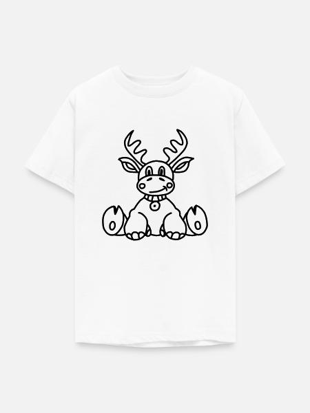 Weihnachten Zeichnung Elch - Teenager T-Shirt - Weiß