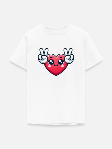 Herz mit Paece - Teenager T-Shirt - Weiß