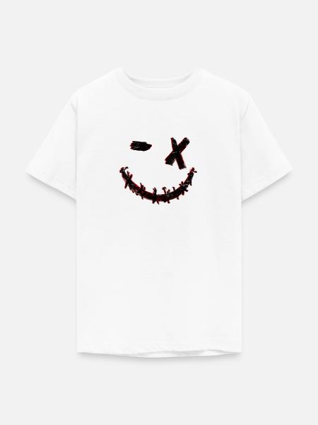 Glitch Smiley - Teenager T-Shirt - Weiß