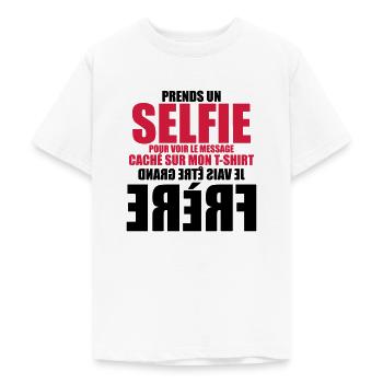 prends un selfie je vais être grand frère - T-shirt Ado - blanc - Devant - AI Model Teenager Male dark (155cm)