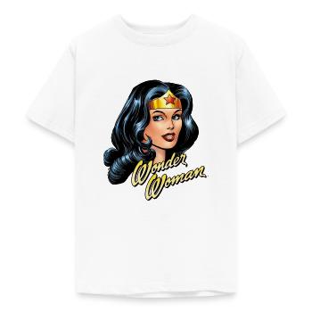 DC Comics Wonder Woman Close Up Portrait - Teenage T-Shirt - white - Front - AI Model Teenager Male dark (155cm)