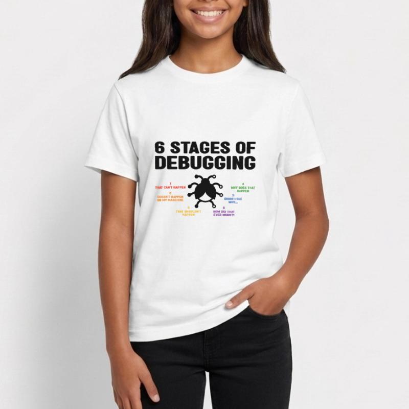 6 Stages Of Debugging Coder Programmer Software De Teenager T-Shirt